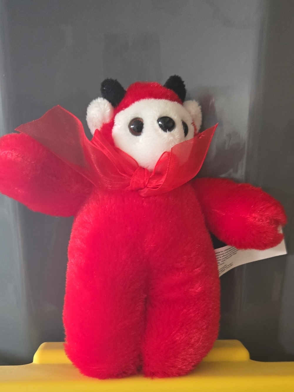 Devilish Plush Red Teddy Bear with Bow - Kids Toy